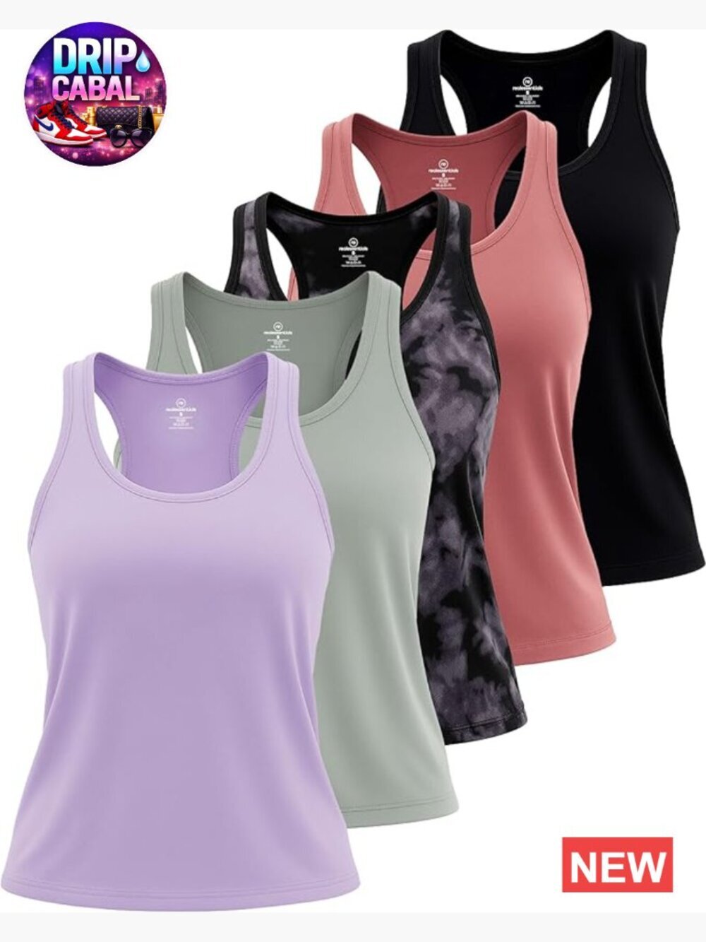 5-Pack Dry-Fit Racerback Tank Tops for Athletic Performance